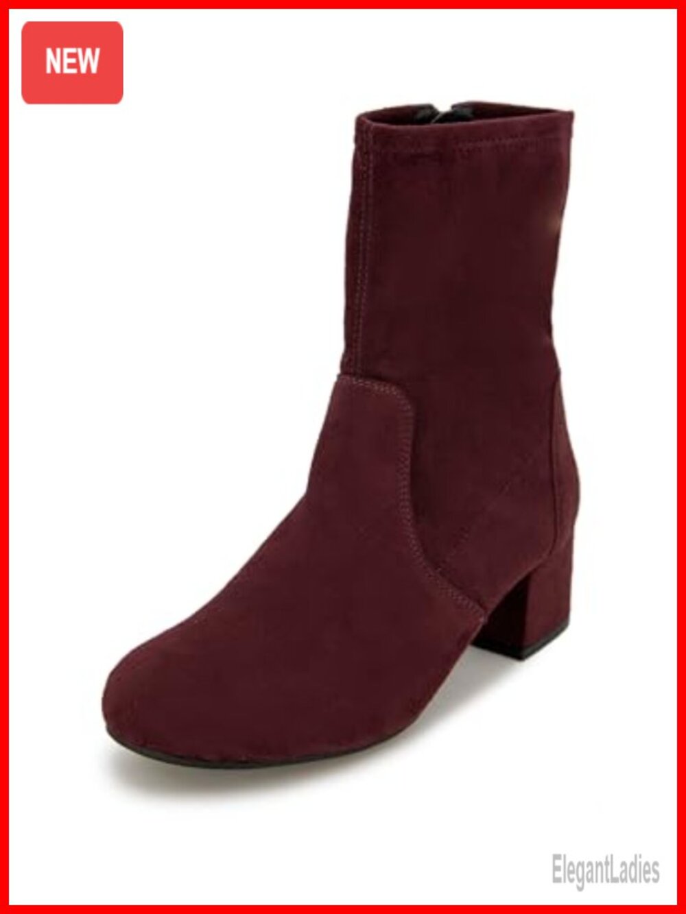 Women's Stretch Ankle Booties with Inside Zip Cushioned Footbed Block Heel